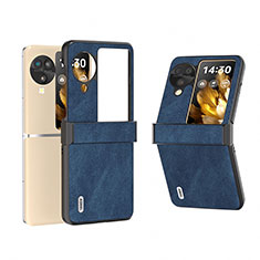 Luxus Leder Hülle Handyhülle und Kunststoff Schutzhülle Hartschalen Tasche BH1 für Oppo Find N3 Flip 5G Blau