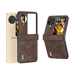 Luxus Leder Hülle Handyhülle und Kunststoff Schutzhülle Hartschalen Tasche BH1 für Oppo Find N3 Flip 5G Braun