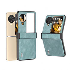 Luxus Leder Hülle Handyhülle und Kunststoff Schutzhülle Hartschalen Tasche BH1 für Oppo Find N3 Flip 5G Hellblau