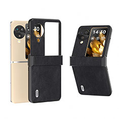 Luxus Leder Hülle Handyhülle und Kunststoff Schutzhülle Hartschalen Tasche BH1 für Oppo Find N3 Flip 5G Schwarz
