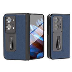 Luxus Leder Hülle Handyhülle und Kunststoff Schutzhülle Hartschalen Tasche BH10 für Oppo Find N2 5G Blau