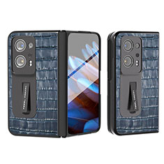 Luxus Leder Hülle Handyhülle und Kunststoff Schutzhülle Hartschalen Tasche BH11 für Oppo Find N2 5G Blau