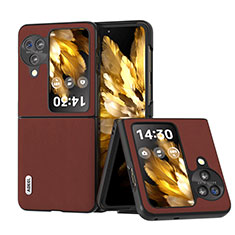 Luxus Leder Hülle Handyhülle und Kunststoff Schutzhülle Hartschalen Tasche BH15 für Oppo Find N3 Flip 5G Braun