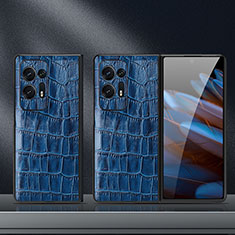 Luxus Leder Hülle Handyhülle und Kunststoff Schutzhülle Hartschalen Tasche BH16 für Oppo Find N2 5G Blau