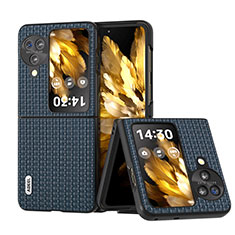 Luxus Leder Hülle Handyhülle und Kunststoff Schutzhülle Hartschalen Tasche BH16 für Oppo Find N3 Flip 5G Blau