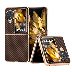 Luxus Leder Hülle Handyhülle und Kunststoff Schutzhülle Hartschalen Tasche BH17 für Oppo Find N3 Flip 5G Braun