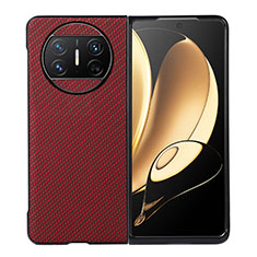 Luxus Leder Hülle Handyhülle und Kunststoff Schutzhülle Hartschalen Tasche BH2 für Huawei Mate X3 Rot