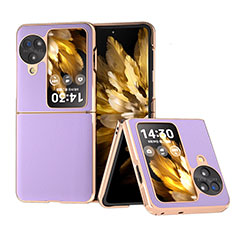 Luxus Leder Hülle Handyhülle und Kunststoff Schutzhülle Hartschalen Tasche BH25 für Oppo Find N3 Flip 5G Violett