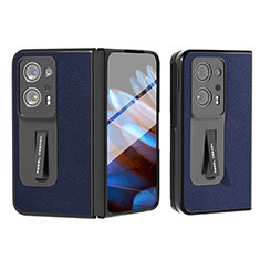 Luxus Leder Hülle Handyhülle und Kunststoff Schutzhülle Hartschalen Tasche BH3 für Oppo Find N2 5G Blau