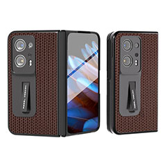 Luxus Leder Hülle Handyhülle und Kunststoff Schutzhülle Hartschalen Tasche BH4 für Oppo Find N2 5G Braun