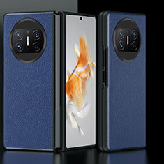 Luxus Leder Hülle Handyhülle und Kunststoff Schutzhülle Hartschalen Tasche BH5 für Huawei Mate X3 Blau