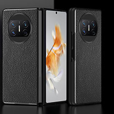 Luxus Leder Hülle Handyhülle und Kunststoff Schutzhülle Hartschalen Tasche BH5 für Huawei Mate X3 Schwarz