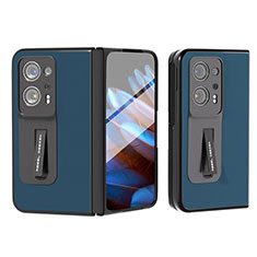 Luxus Leder Hülle Handyhülle und Kunststoff Schutzhülle Hartschalen Tasche BH5 für Oppo Find N2 5G Blau