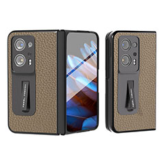 Luxus Leder Hülle Handyhülle und Kunststoff Schutzhülle Hartschalen Tasche BH8 für Oppo Find N2 5G Braun