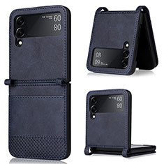 Luxus Leder Hülle Handyhülle und Kunststoff Schutzhülle Hartschalen Tasche BY1 für Samsung Galaxy Z Flip3 5G Blau
