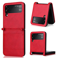 Luxus Leder Hülle Handyhülle und Kunststoff Schutzhülle Hartschalen Tasche BY1 für Samsung Galaxy Z Flip3 5G Rot