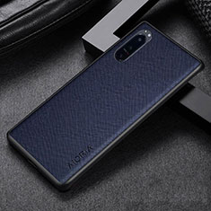 Luxus Leder Hülle Handyhülle und Kunststoff Schutzhülle Hartschalen Tasche für Sony Xperia 1 III Blau