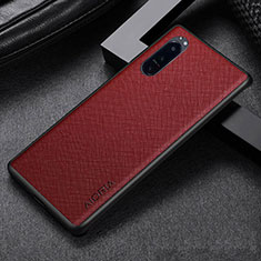 Luxus Leder Hülle Handyhülle und Kunststoff Schutzhülle Hartschalen Tasche für Sony Xperia 1 III Rot