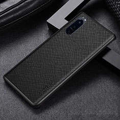 Luxus Leder Hülle Handyhülle und Kunststoff Schutzhülle Hartschalen Tasche für Sony Xperia 1 III Schwarz