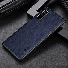 Luxus Leder Hülle Handyhülle und Kunststoff Schutzhülle Hartschalen Tasche für Sony Xperia 10 III Blau