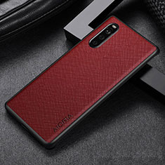 Luxus Leder Hülle Handyhülle und Kunststoff Schutzhülle Hartschalen Tasche für Sony Xperia 10 III Lite Rot