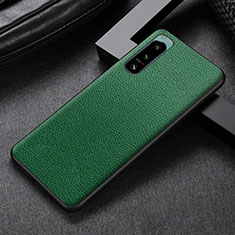 Luxus Leder Hülle Handyhülle und Kunststoff Schutzhülle Hartschalen Tasche für Sony Xperia 5 II Grün