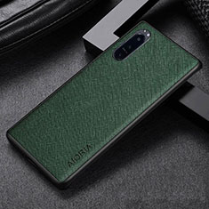 Luxus Leder Hülle Handyhülle und Kunststoff Schutzhülle Hartschalen Tasche für Sony Xperia 5 IV Grün
