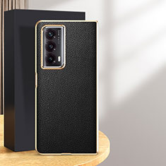Luxus Leder Hülle Handyhülle und Kunststoff Schutzhülle Hartschalen Tasche GS1 für Huawei Honor Magic Vs2 5G Schwarz