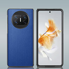 Luxus Leder Hülle Handyhülle und Kunststoff Schutzhülle Hartschalen Tasche GS2 für Huawei Mate X3 Blau