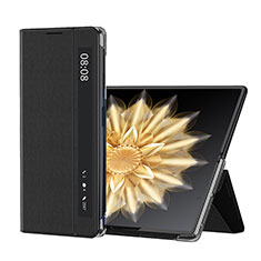 Luxus Leder Hülle Handyhülle und Kunststoff Schutzhülle Hartschalen Tasche GS3 für Huawei Honor Magic V2 5G Schwarz