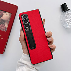 Luxus Leder Hülle Handyhülle und Kunststoff Schutzhülle Hartschalen Tasche L09 für Samsung Galaxy Z Fold4 5G Rot