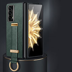 Luxus Leder Hülle Handyhülle und Kunststoff Schutzhülle Hartschalen Tasche LD1 für Huawei Honor Magic V2 5G Grün