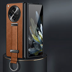 Luxus Leder Hülle Handyhülle und Kunststoff Schutzhülle Hartschalen Tasche LD1 für OnePlus Open 5G Braun