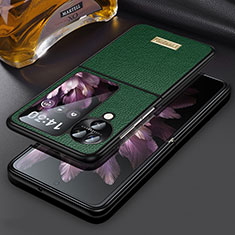 Luxus Leder Hülle Handyhülle und Kunststoff Schutzhülle Hartschalen Tasche LD2 für Oppo Find N3 Flip 5G Grün