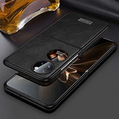 Luxus Leder Hülle Handyhülle und Kunststoff Schutzhülle Hartschalen Tasche LD3 für Huawei P60 Pocket Schwarz