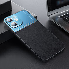 Luxus Leder Hülle Handyhülle und Kunststoff Schutzhülle Hartschalen Tasche QC1 für Apple iPhone 12 Mini Blau