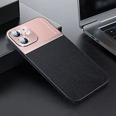 Luxus Leder Hülle Handyhülle und Kunststoff Schutzhülle Hartschalen Tasche QC1 für Apple iPhone 12 Mini Violett