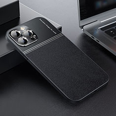 Luxus Leder Hülle Handyhülle und Kunststoff Schutzhülle Hartschalen Tasche QC1 für Apple iPhone 12 Pro Max Schwarz