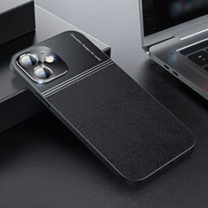 Luxus Leder Hülle Handyhülle und Kunststoff Schutzhülle Hartschalen Tasche QC1 für Apple iPhone 12 Schwarz