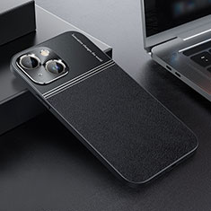 Luxus Leder Hülle Handyhülle und Kunststoff Schutzhülle Hartschalen Tasche QC1 für Apple iPhone 13 Schwarz