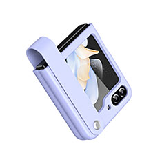 Luxus Leder Hülle Handyhülle und Kunststoff Schutzhülle Hartschalen Tasche QH1 für Samsung Galaxy Z Flip5 5G Violett