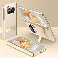 Luxus Leder Hülle Handyhülle und Kunststoff Schutzhülle Hartschalen Tasche QK1 für Huawei Mate X5 Gold