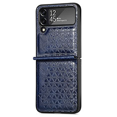 Luxus Leder Hülle Handyhülle und Kunststoff Schutzhülle Hartschalen Tasche R02 für Samsung Galaxy Z Flip4 5G Blau