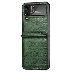 Luxus Leder Hülle Handyhülle und Kunststoff Schutzhülle Hartschalen Tasche R02 für Samsung Galaxy Z Flip4 5G Grün