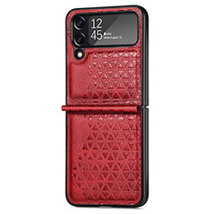 Luxus Leder Hülle Handyhülle und Kunststoff Schutzhülle Hartschalen Tasche R02 für Samsung Galaxy Z Flip4 5G Rot
