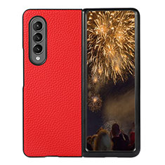Luxus Leder Hülle Handyhülle und Kunststoff Schutzhülle Hartschalen Tasche R03 für Samsung Galaxy Z Fold3 5G Rot