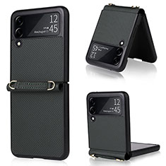 Luxus Leder Hülle Handyhülle und Kunststoff Schutzhülle Hartschalen Tasche R04 für Samsung Galaxy Z Flip3 5G Grün
