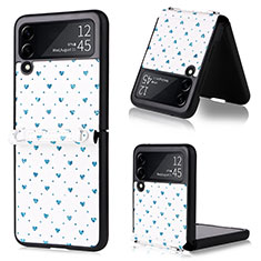 Luxus Leder Hülle Handyhülle und Kunststoff Schutzhülle Hartschalen Tasche R07 für Samsung Galaxy Z Flip3 5G Blau