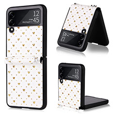 Luxus Leder Hülle Handyhülle und Kunststoff Schutzhülle Hartschalen Tasche R07 für Samsung Galaxy Z Flip3 5G Gold