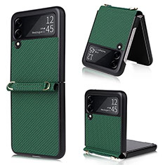 Luxus Leder Hülle Handyhülle und Kunststoff Schutzhülle Hartschalen Tasche R08 für Samsung Galaxy Z Flip3 5G Grün